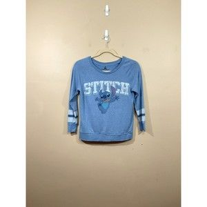 Disney Parks Womens Stitch Long Sleeve Sweatshirt M Blue Lilo Cartoon Hawaii Y2K